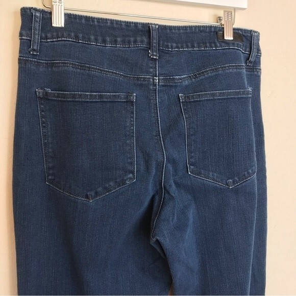 Lee Classic Fit Straight Leg High Rise Dark Wash Denim Blue Jeans Women Size 14 - Picture 6 of 13